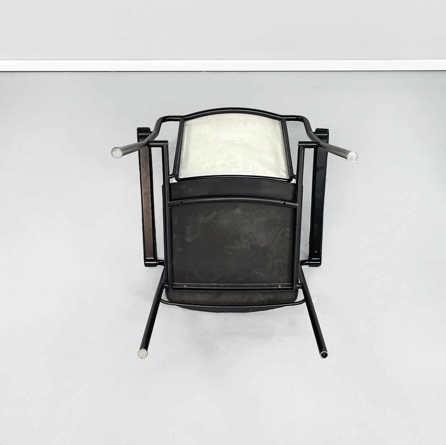Italian Mid-Century White Leather and Black Metal Chair, 1980s 14
