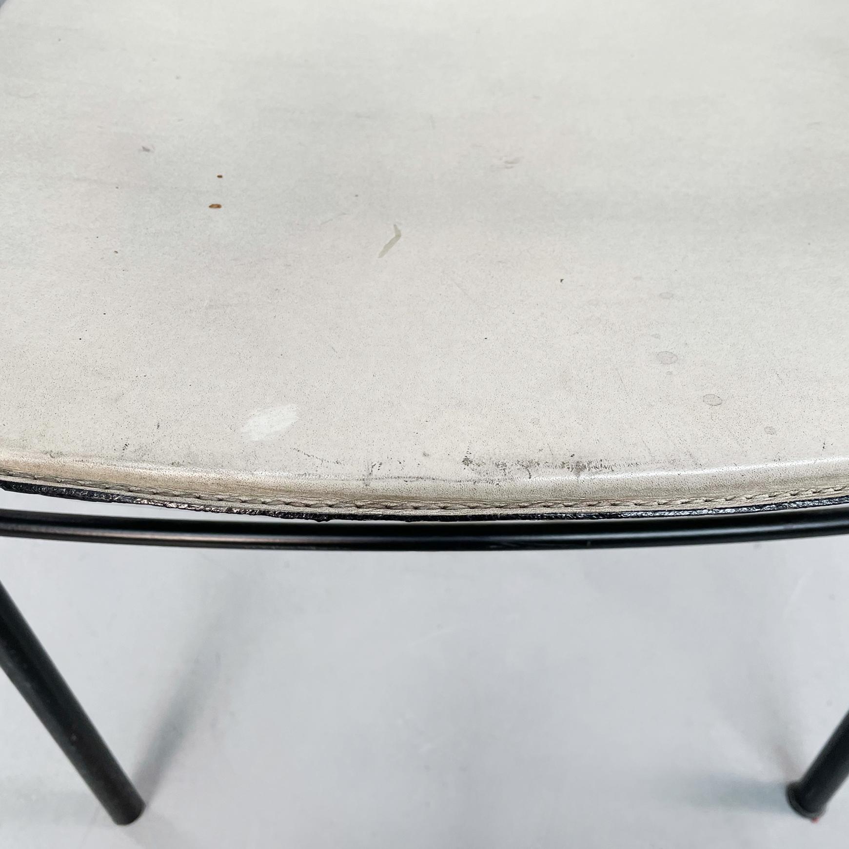 Italian Mid-Century White Leather and Black Metal Chair, 1980s 4