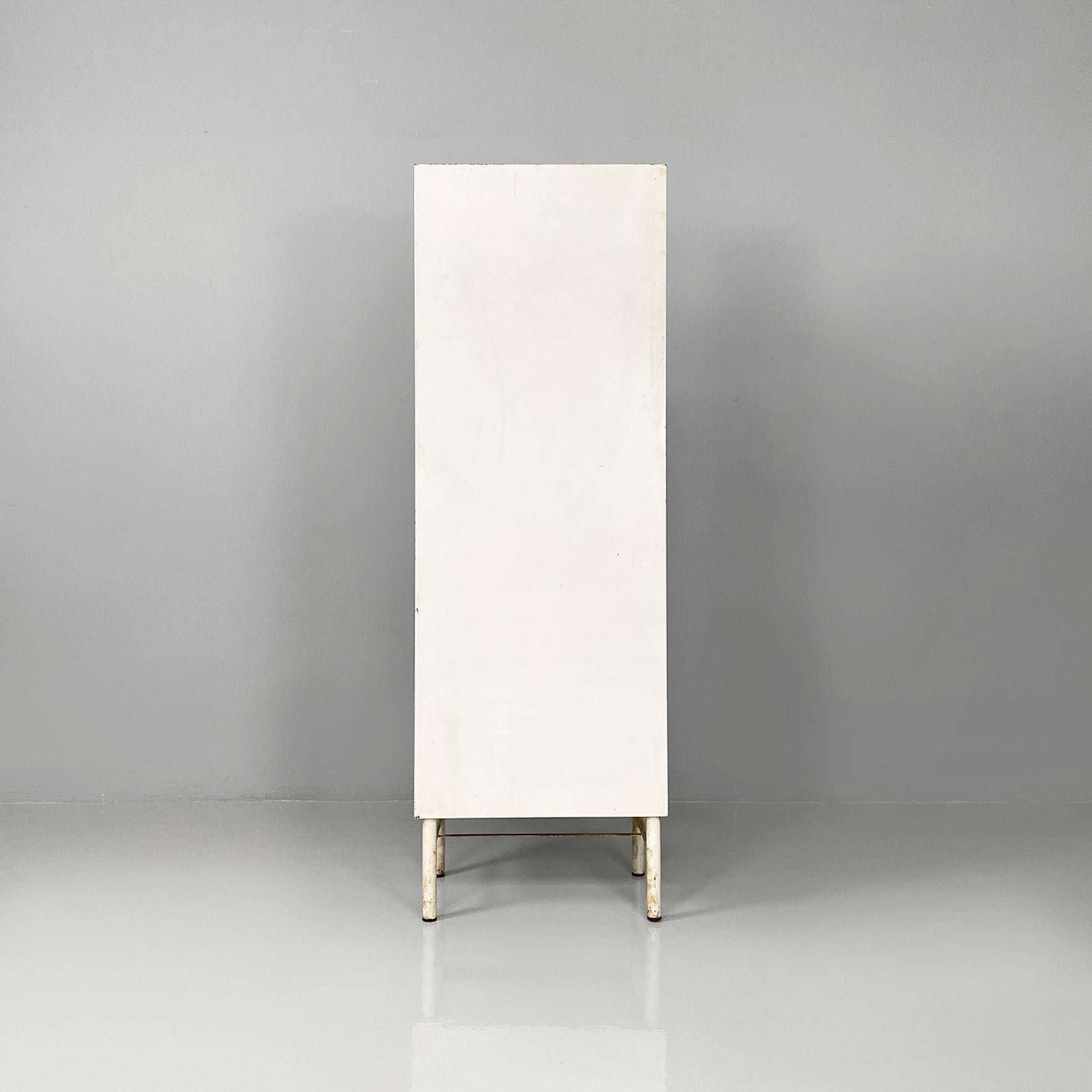 Italian mid-century white metal and glass old pharmacy display cabinet, 1950s im Angebot 8