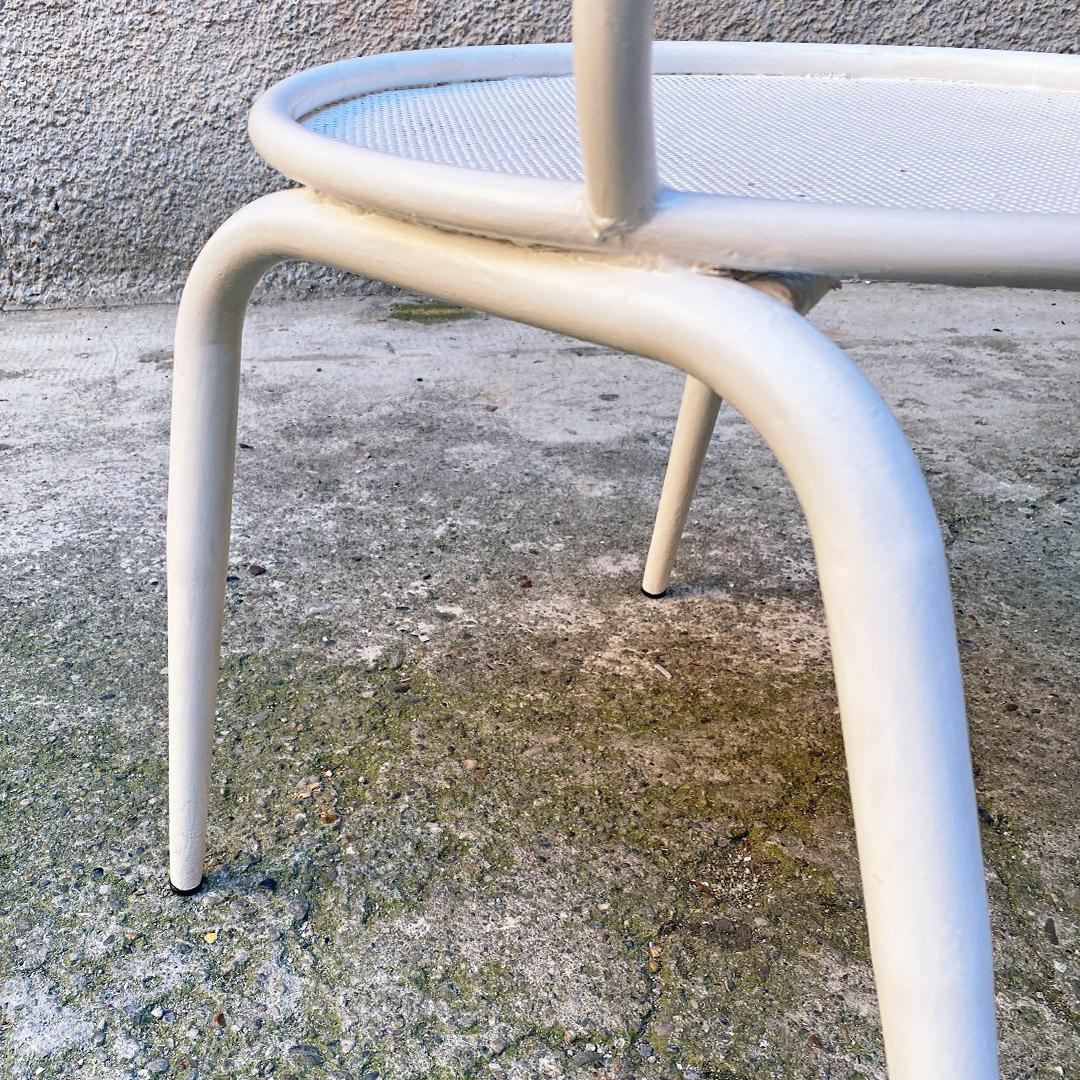 Italian Mid Century White Metal Frame Outdoor Chair with Armrests, 1950s 4