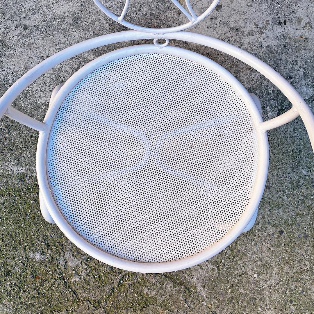 Italian Mid Century White Metal Frame Outdoor Chair with Armrests, 1950s In Good Condition In MIlano, IT