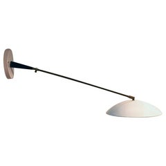 Italian Midcentury White Metal Lamp with Directional Arm, 1950s