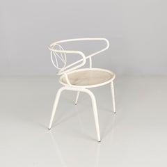 Italian mid century white metal outdoor chair with armrests, 1950s