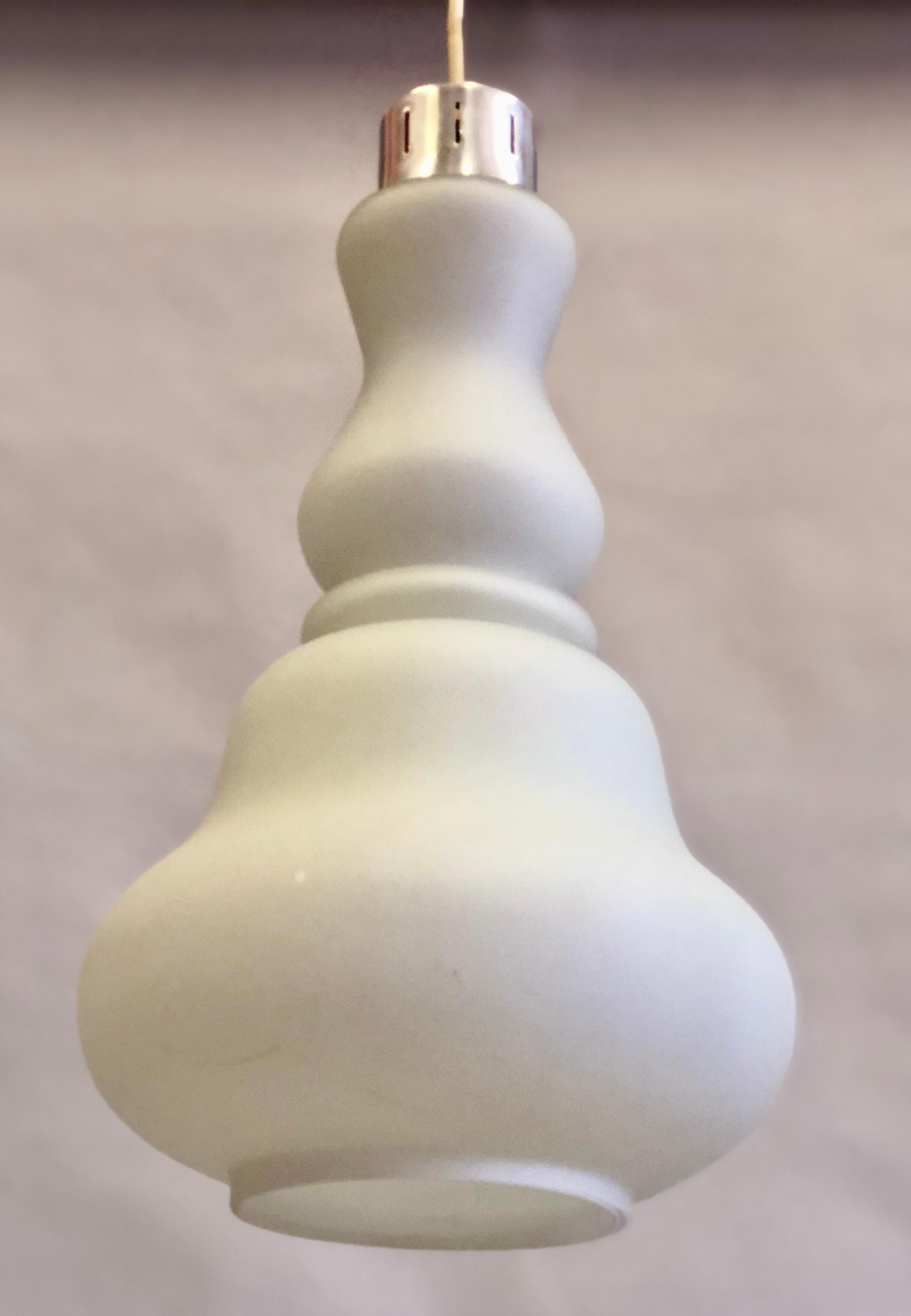 Mid-Century Modern Italian Mid-Century White Murano Glass Pendant or Lantern by Stilnovo For Sale