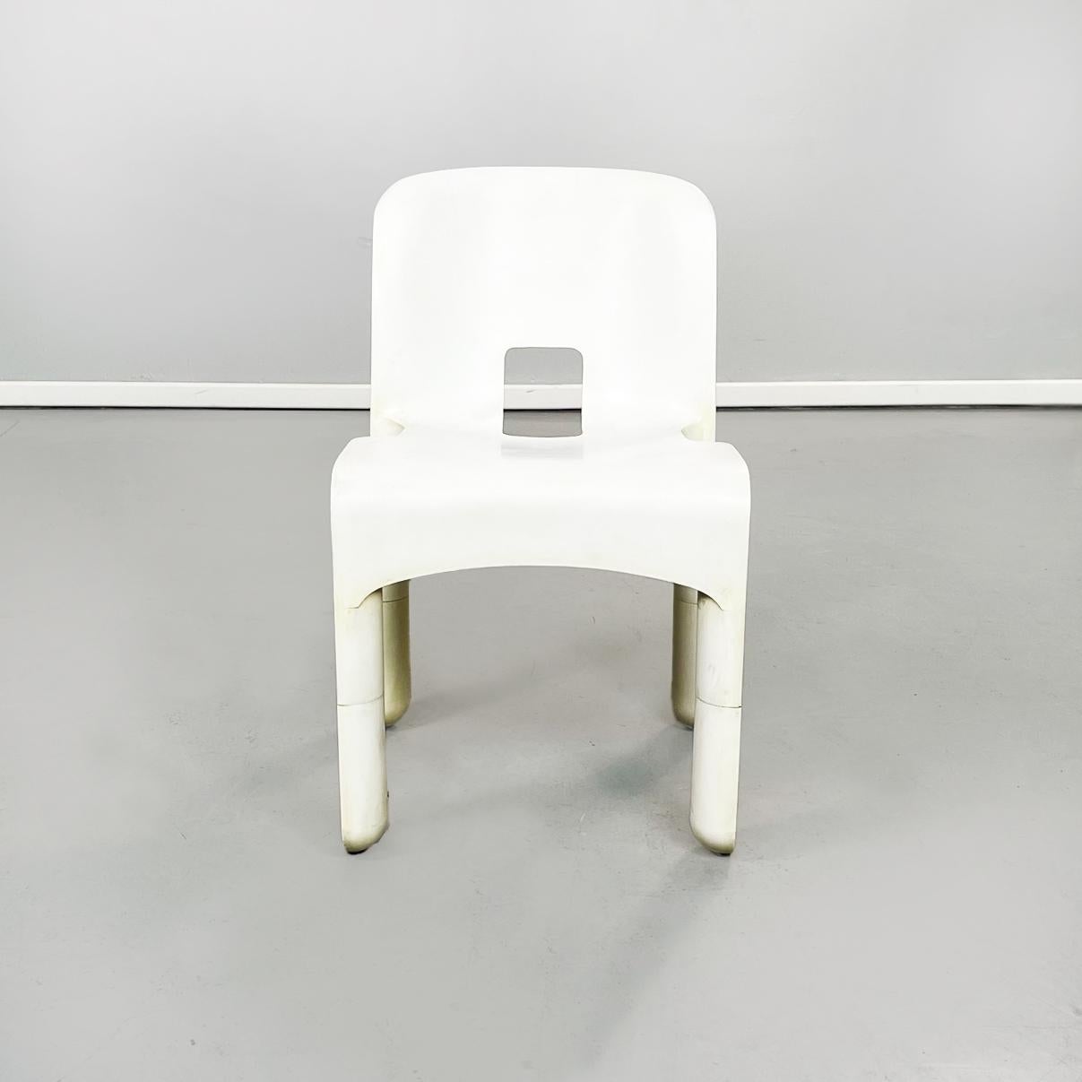 Mid-Century Modern Chaises italiennes en plastique blanc du milieu du siècle 860 de Joe Colombo pour Kartell, 1970