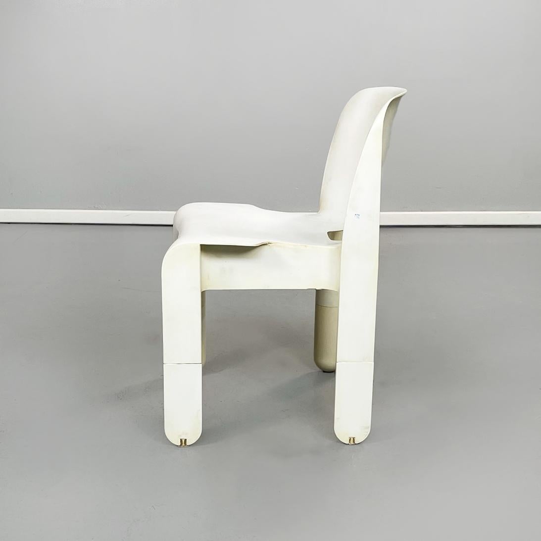 Chaises italiennes en plastique blanc du milieu du siècle 860 de Joe Colombo pour Kartell, 1970 Bon état à MIlano, IT