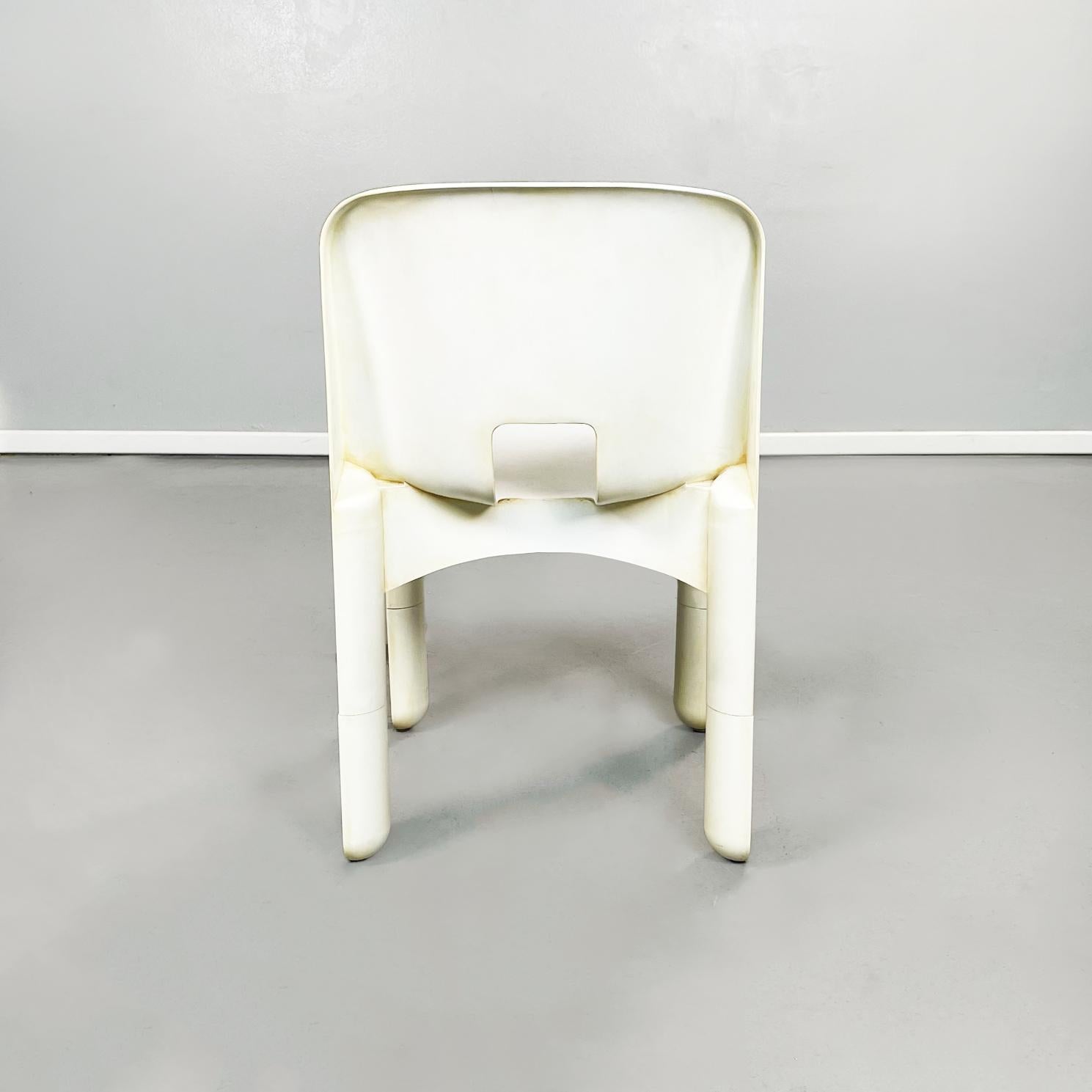 Mid-Century Modern Italian Mid-Century White Plastic Chairs 860 by Joe Colombo for Kartell, 1970s