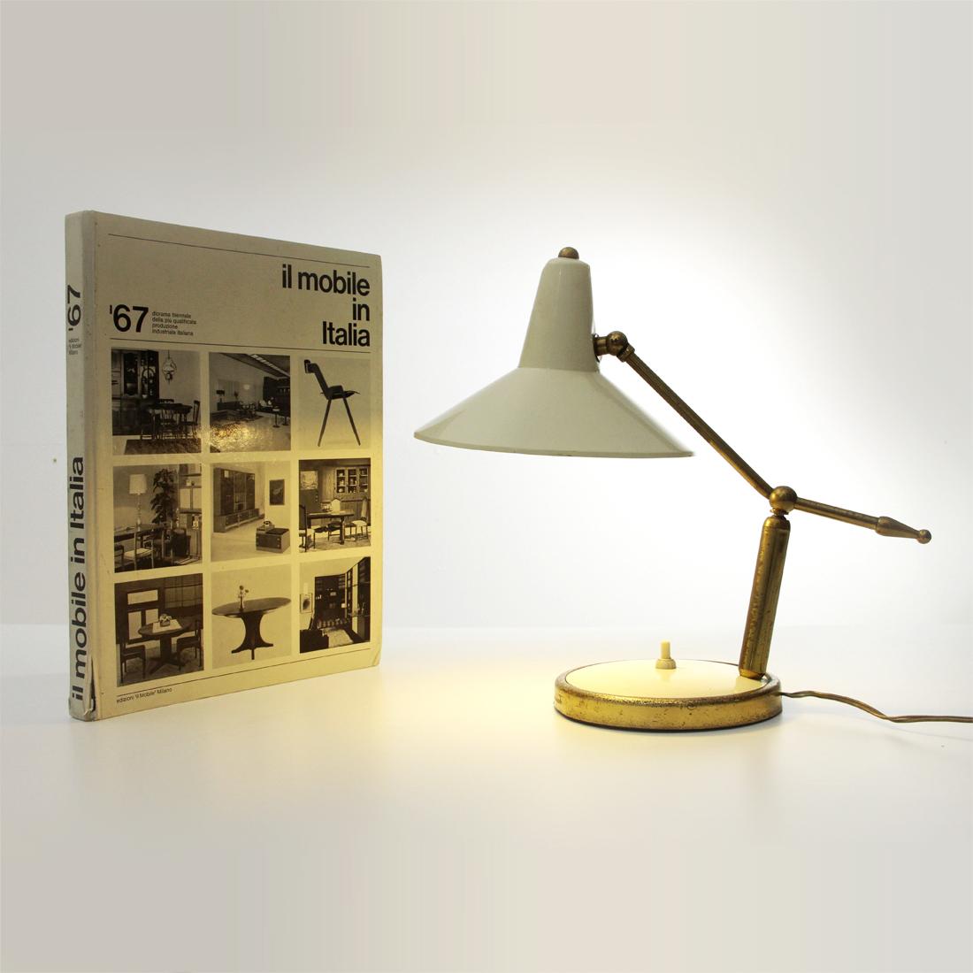 Italian Mid-Century White Shade Table Lamp, 1950s 6