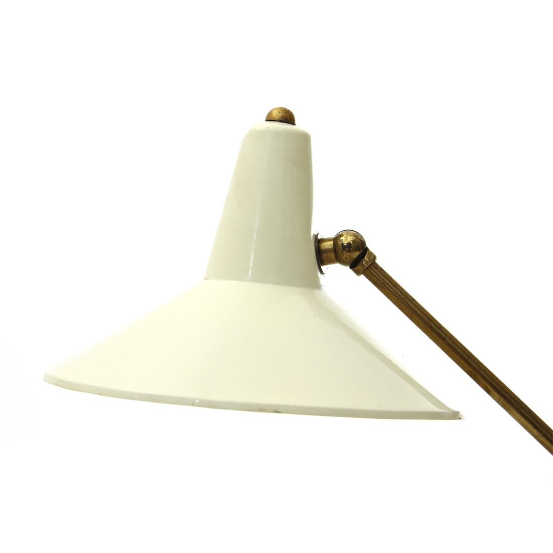 Italian Mid-Century White Shade Table Lamp, 1950s In Good Condition In Savona, IT