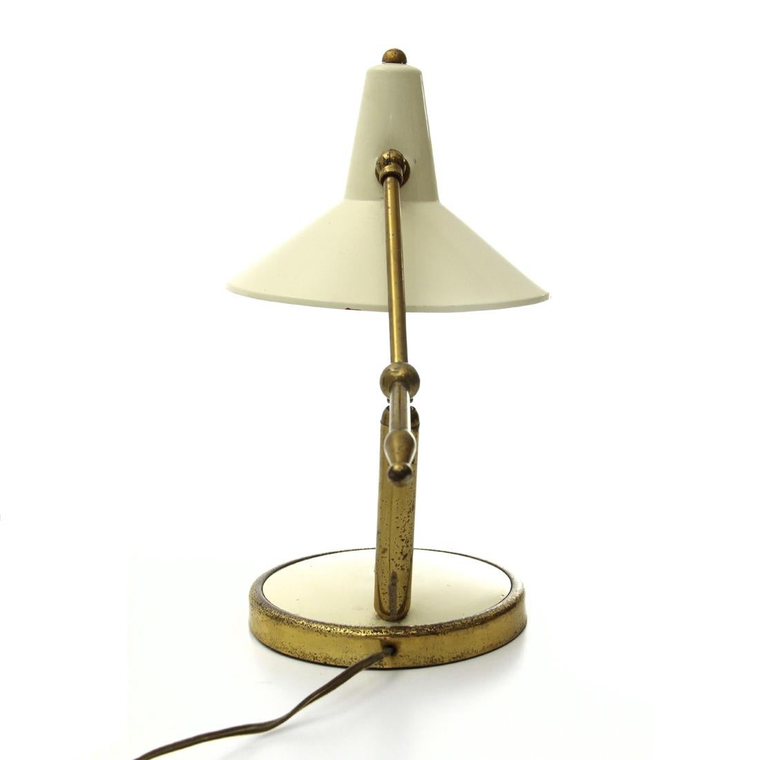Italian Mid-Century White Shade Table Lamp, 1950s 1