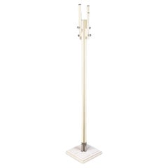 Vintage Italian Midcentury White Wood Metal Coat Stand by Carlo de Carli for Fiarm, 1960