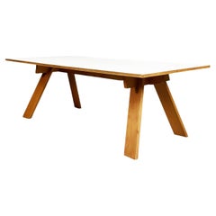 Table de travail italienne en bois blanc du milieu du siècle dernier par Minale Simpson pour Zanotta, années 1980