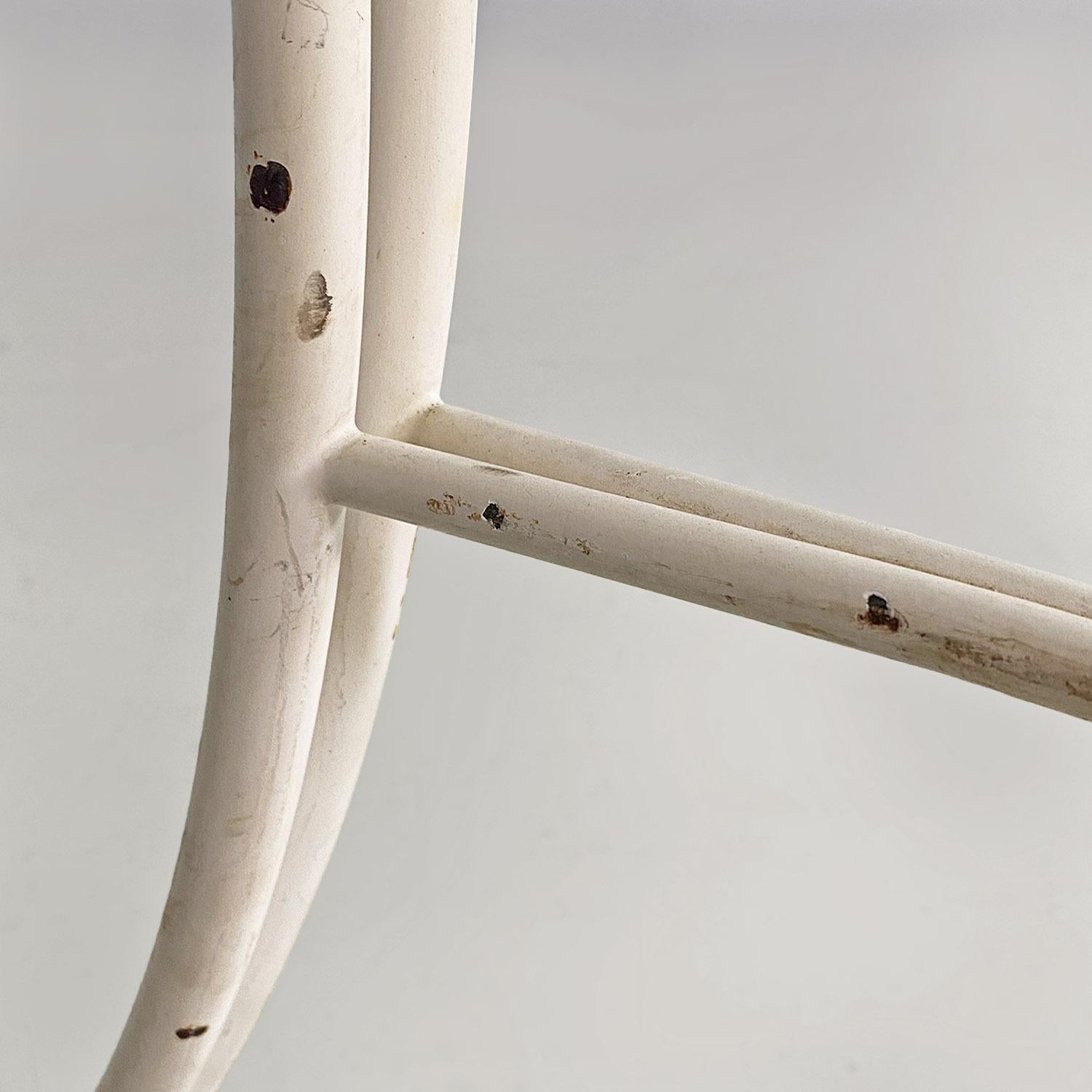 Table de jardin italienne du milieu du siècle dernier en fer forgé blanc et verre, années 1960 en vente 9