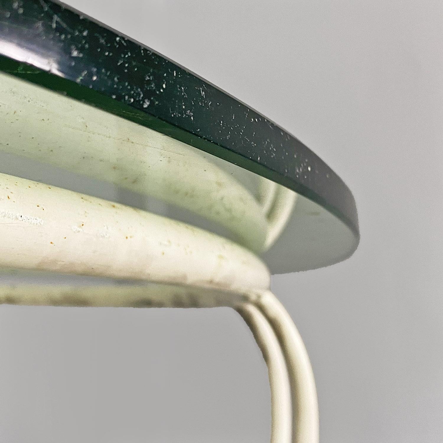 Table de jardin italienne du milieu du siècle dernier en fer forgé blanc et verre, années 1960 en vente 2