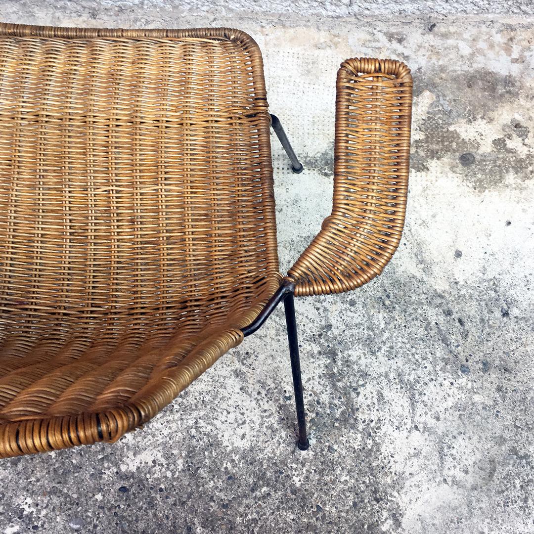 Italian Midcentury Wicker Chairs with Metal Rod by Campo & Graffi, 1950s 10