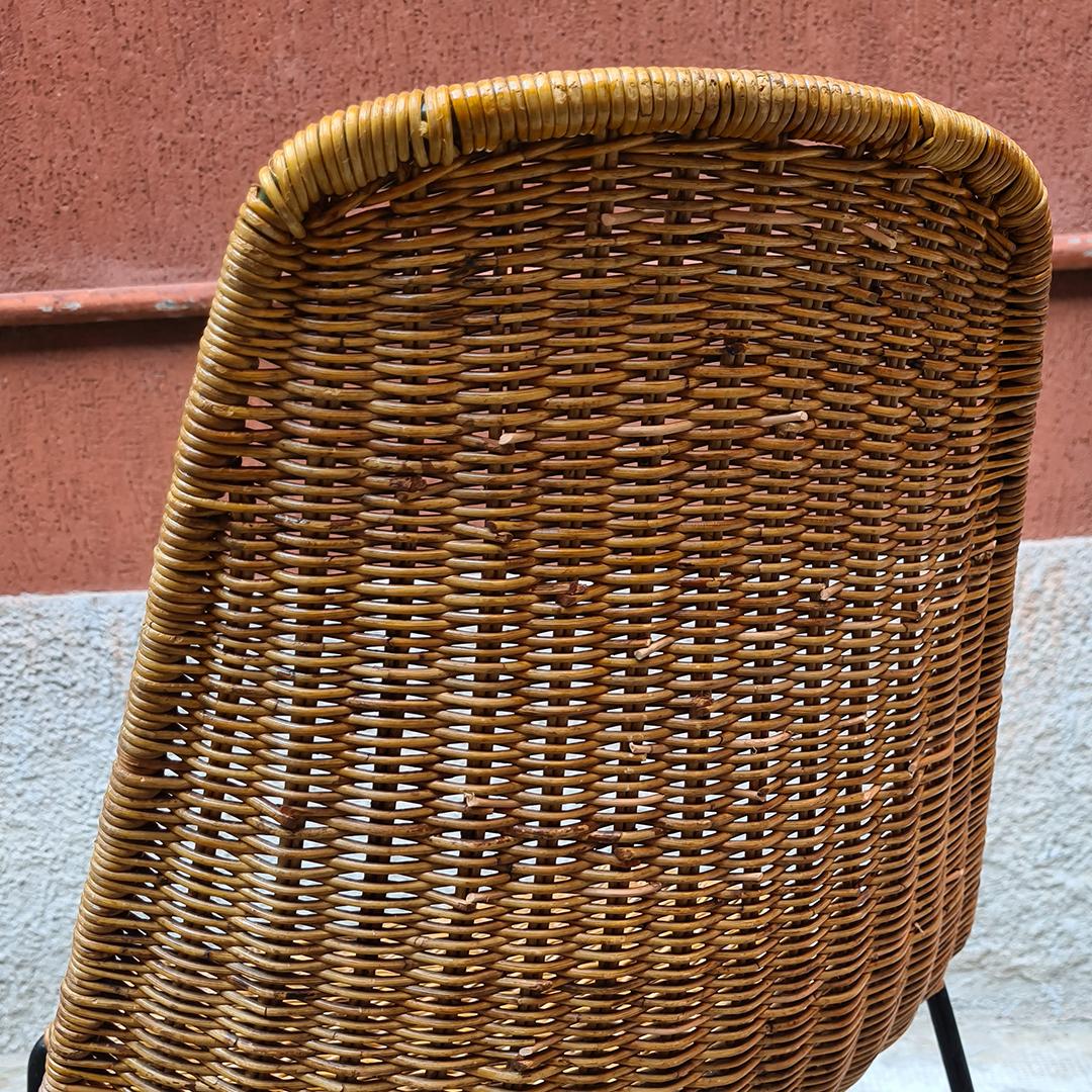 Italian Midcentury Wicker Chairs with Metal Rod by Campo & Graffi, 1950s 12