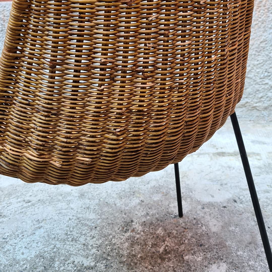 Italian Midcentury Wicker Chairs with Metal Rod by Campo & Graffi, 1950s 13