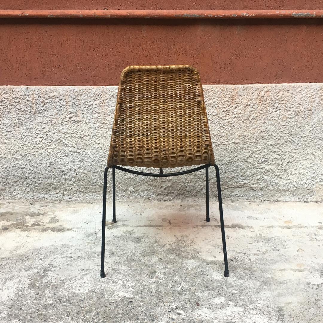 Mid-Century Modern Italian Midcentury Wicker Chairs with Metal Rod by Campo & Graffi, 1950s