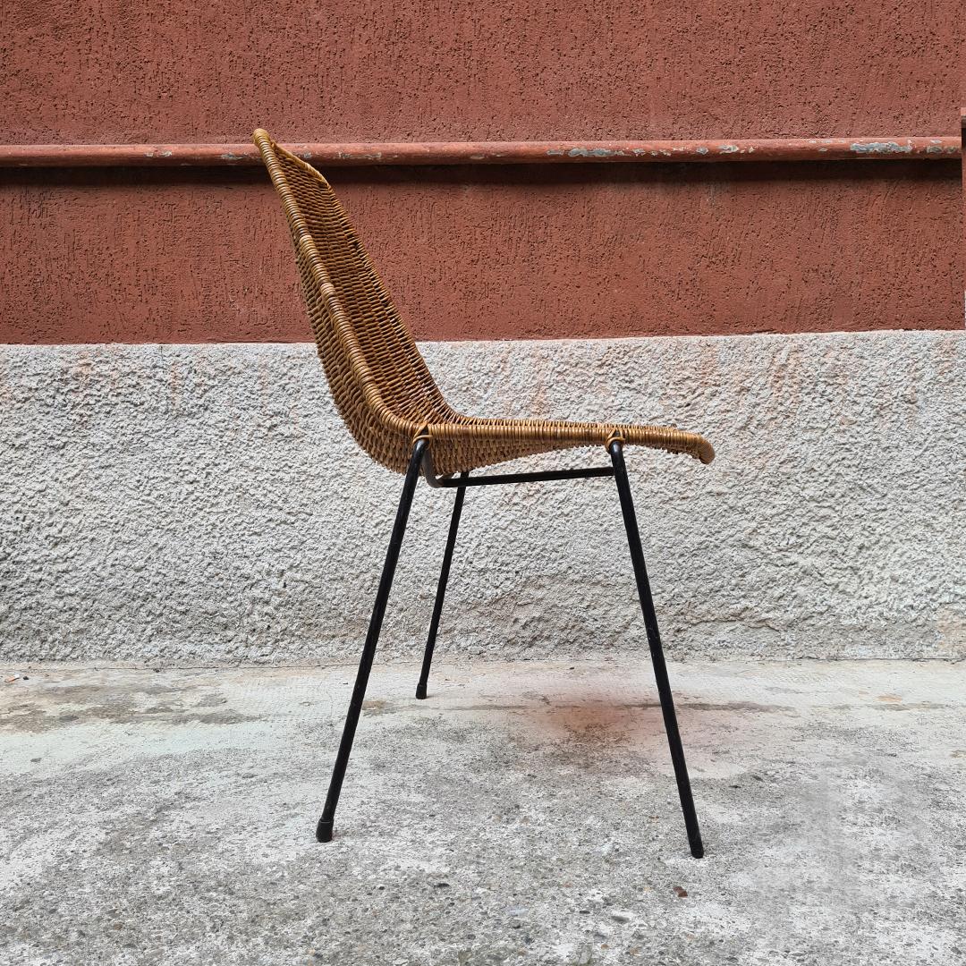 Mid-20th Century Italian Midcentury Wicker Chairs with Metal Rod by Campo & Graffi, 1950s