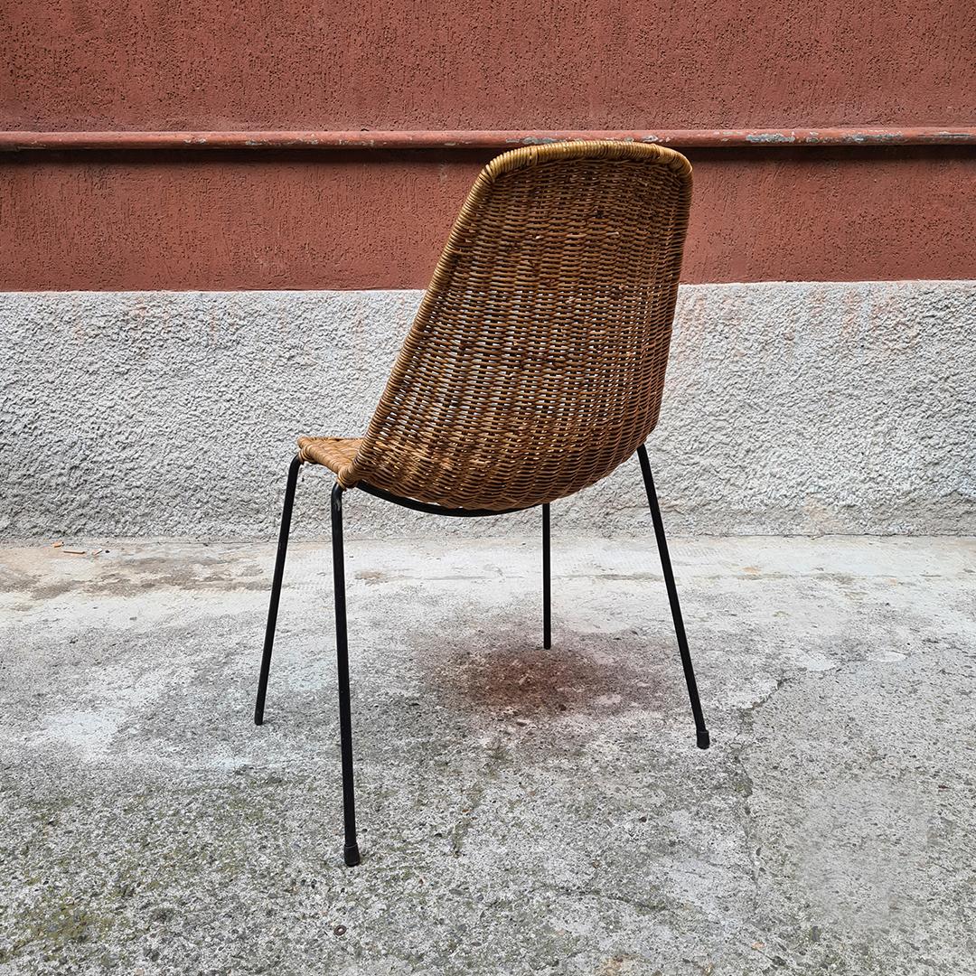 Italian Midcentury Wicker Chairs with Metal Rod by Campo & Graffi, 1950s 1