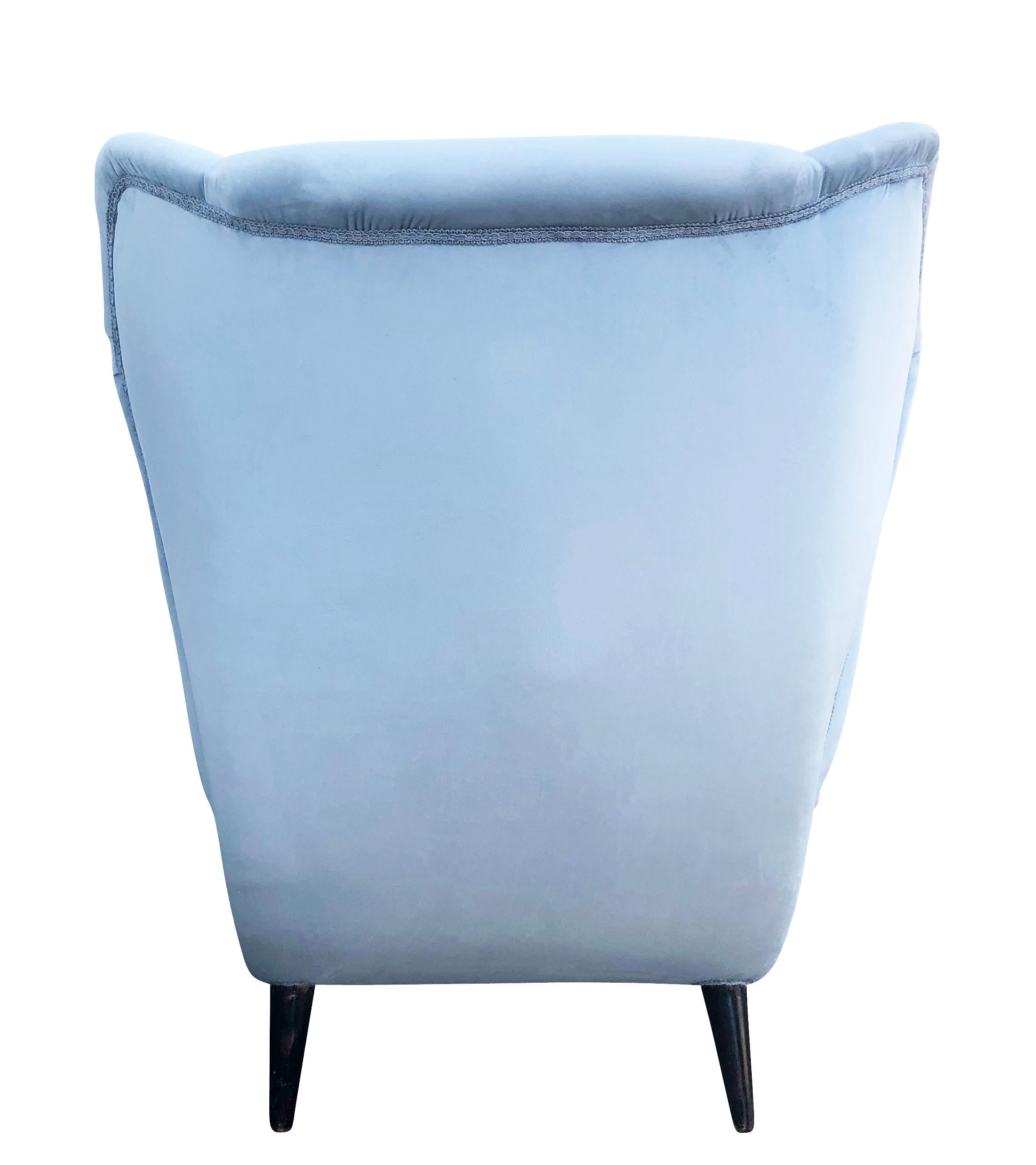 Fabric Italian Midcentury Wing Chair