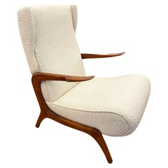 Chaise longue italienne mid-century Wingback