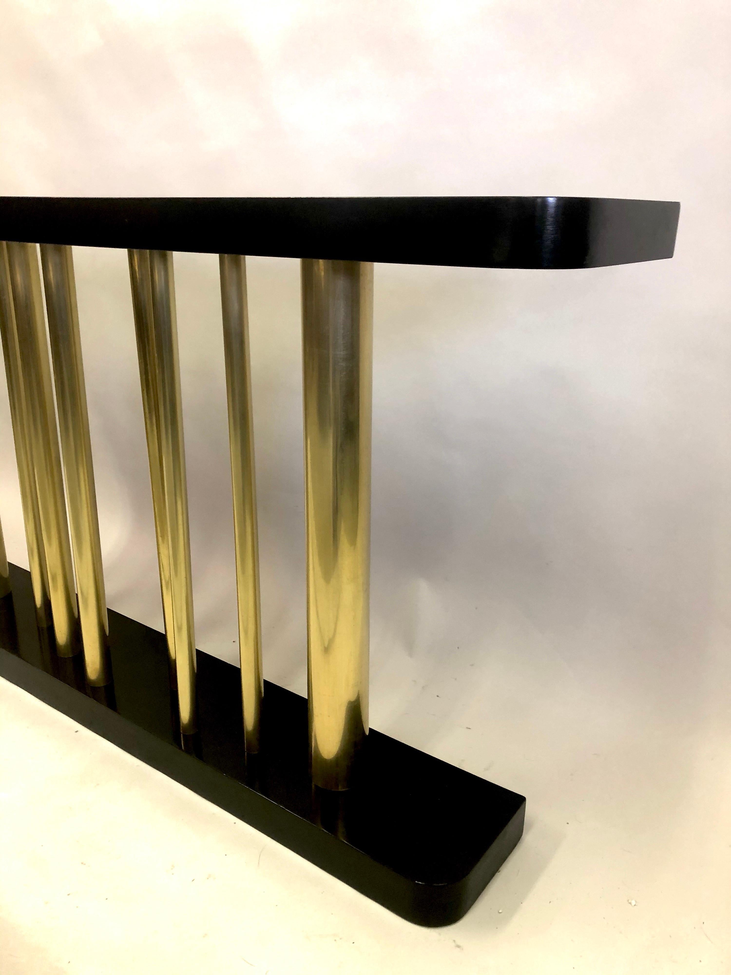 Italian Midcentury Modern Wood & Brass Console / Sofa Table,  Franco Albini For Sale 4