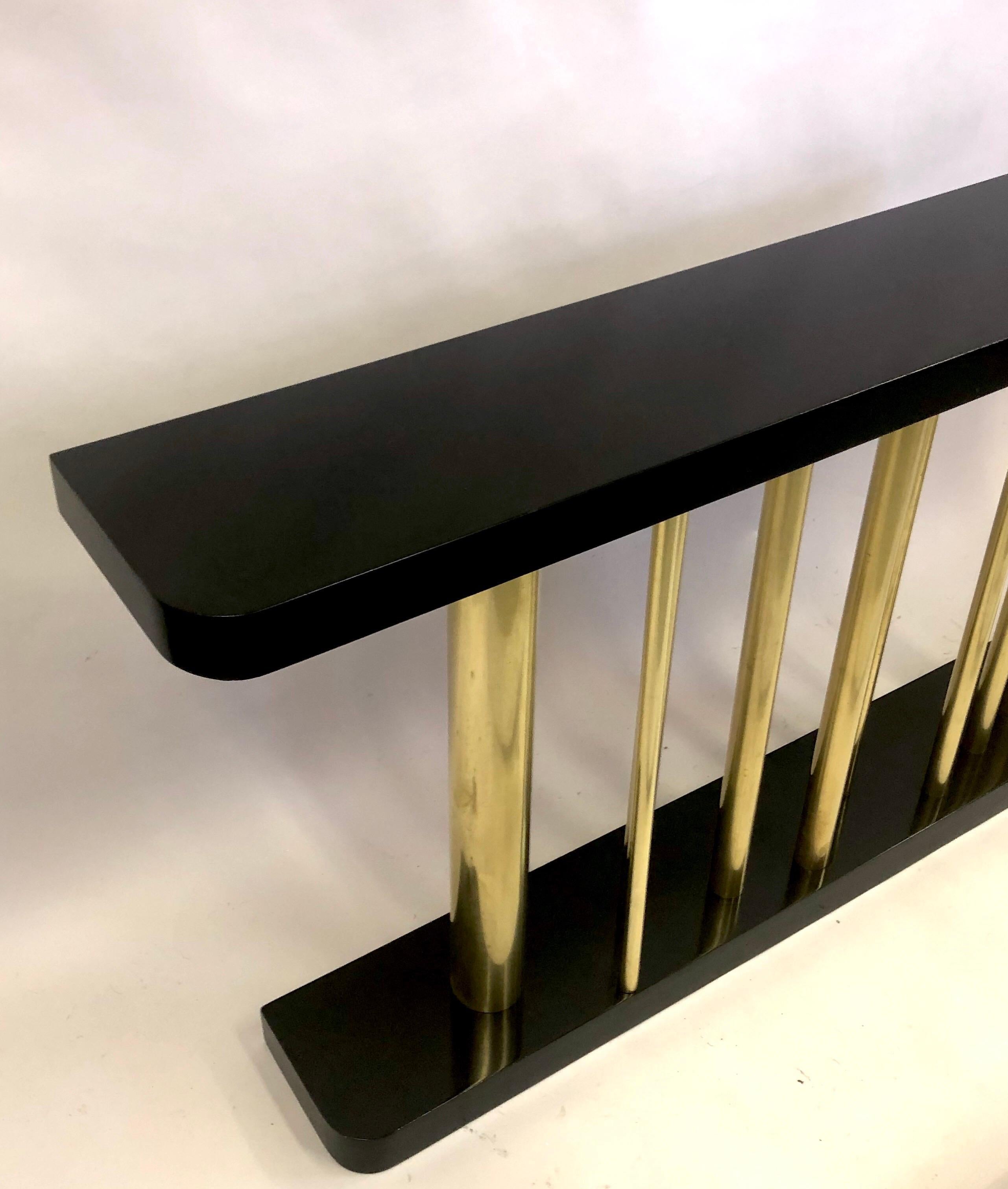 Italian Midcentury Modern Wood & Brass Console / Sofa Table,  Franco Albini For Sale 6