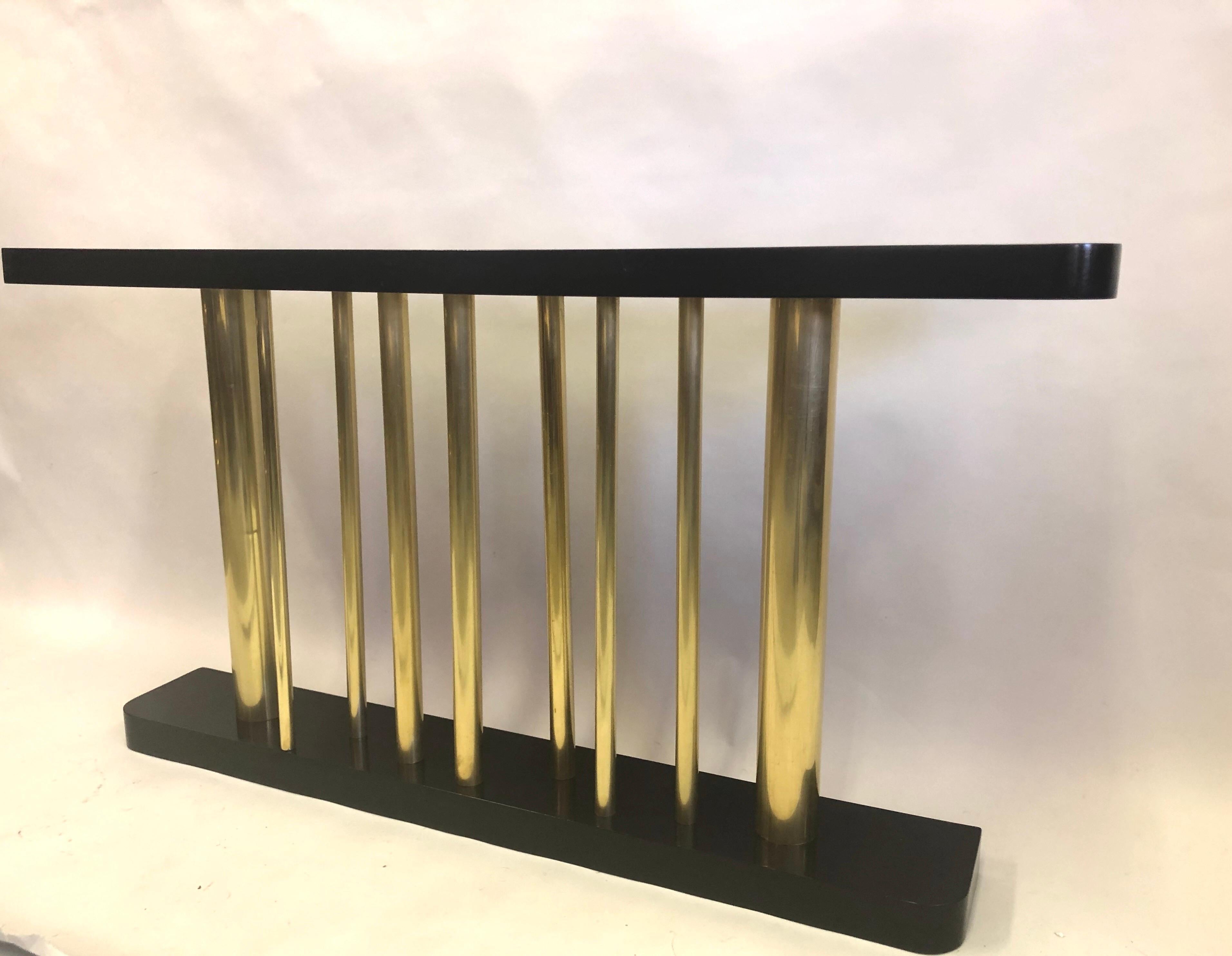 Italian Midcentury Modern Wood & Brass Console / Sofa Table,  Franco Albini For Sale 3