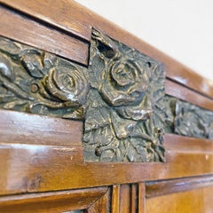 Italian Mid-Century Wood and Brass Details Dresser Mirror, 1950s