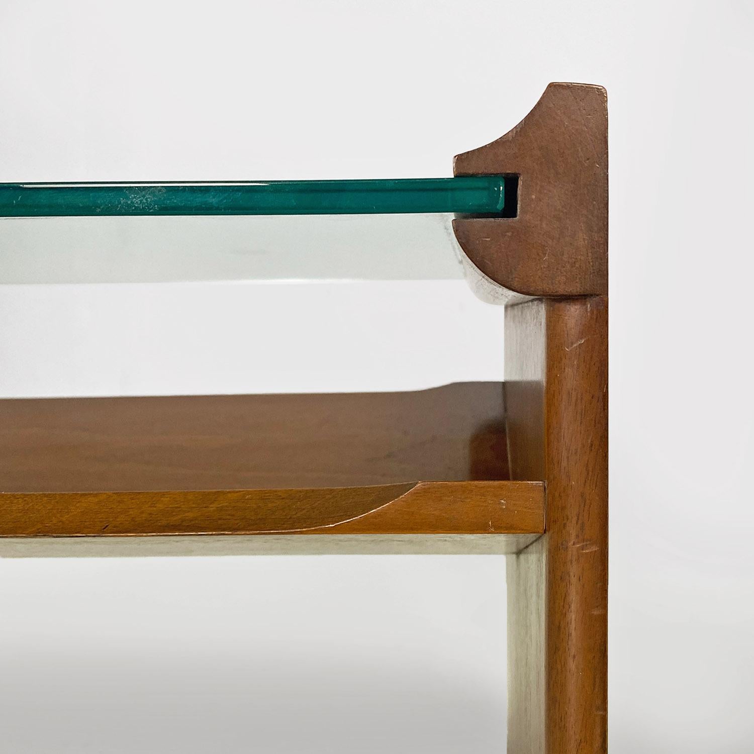Italian mid century wood and glass Acca coffee table Takahama Gavina, 1960s For Sale 4