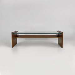 Italian mid century wood and glass Acca coffee table Takahama Gavina, 1960s