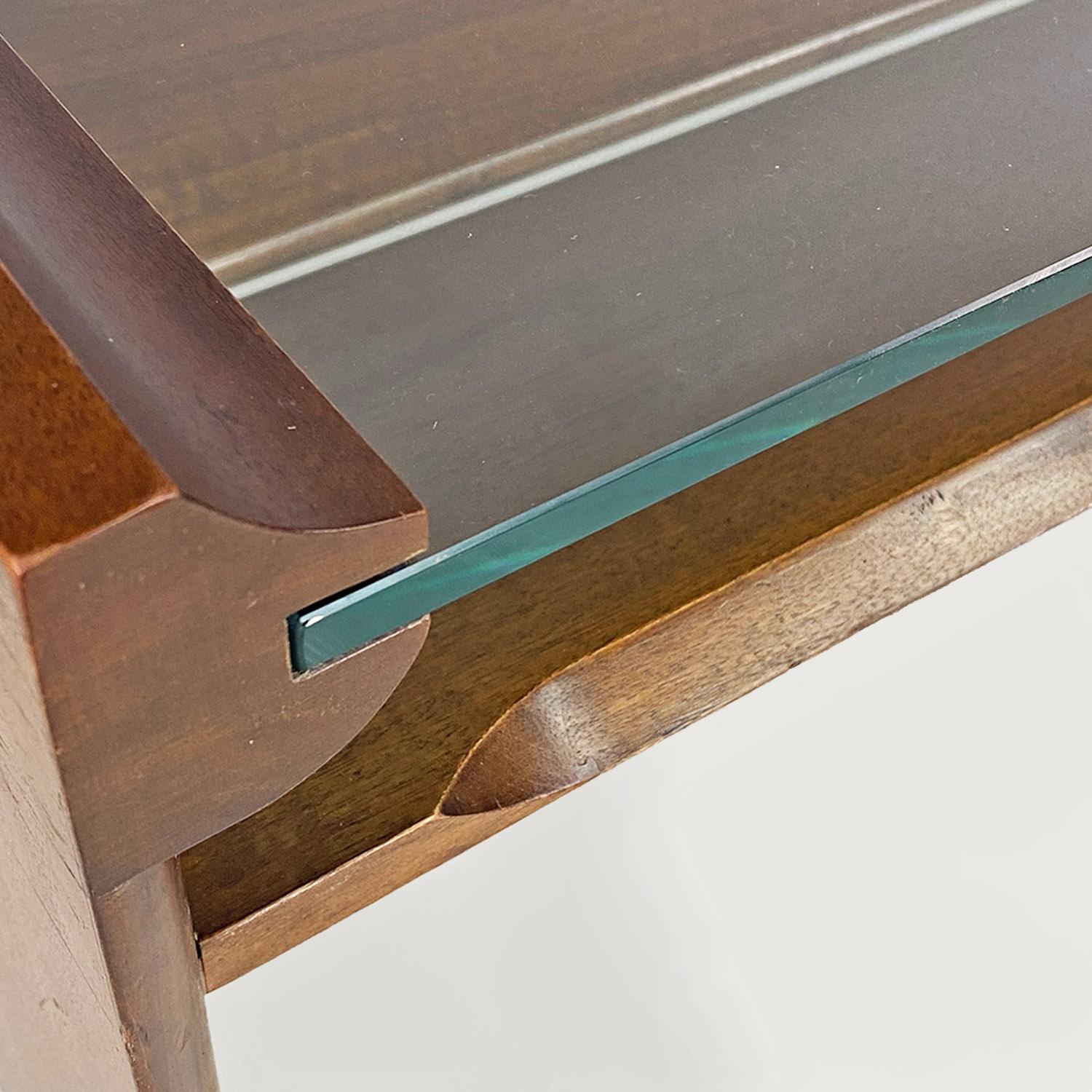 Glass Italian mid century wood and glass Acca coffee table Takahama Gavina, 1960s For Sale