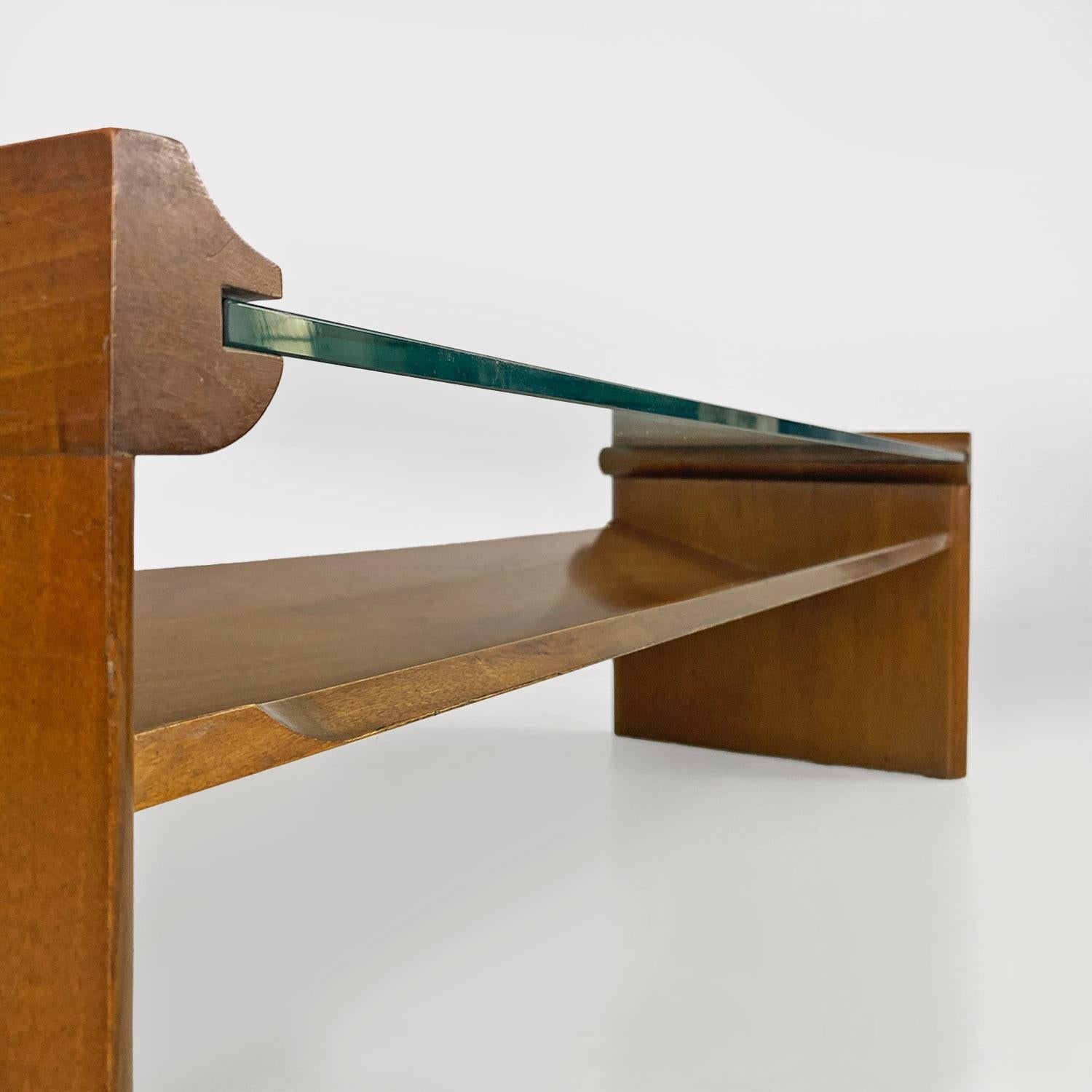 Italian mid century wood and glass Acca coffee table Takahama Gavina, 1960s For Sale 1