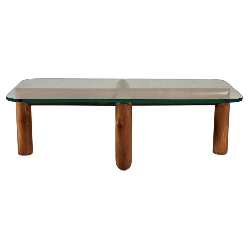 Italian Mid Century Wood and Glass Coffee Table 