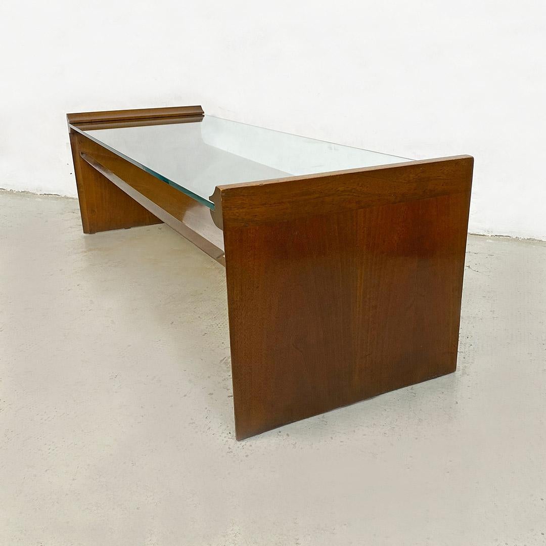 Glass Italian Mid Century Acca Coffee Table in wood by K.Takahama for Gavina, 1960s  For Sale
