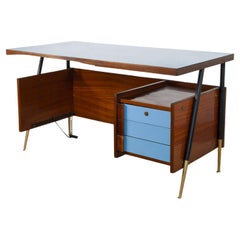 Italian Mid Century Wood and Metal Desk 1960s Production