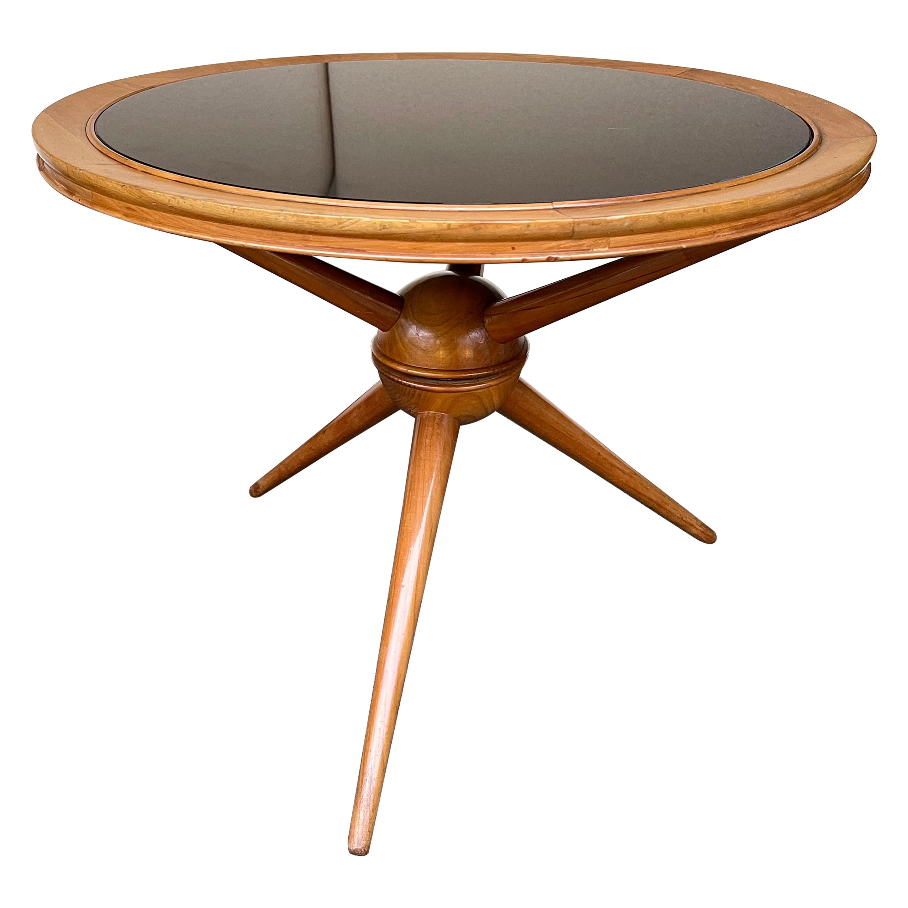 Table basse italienne du milieu du siècle en Wood et verre opalin, Italie, années 1950