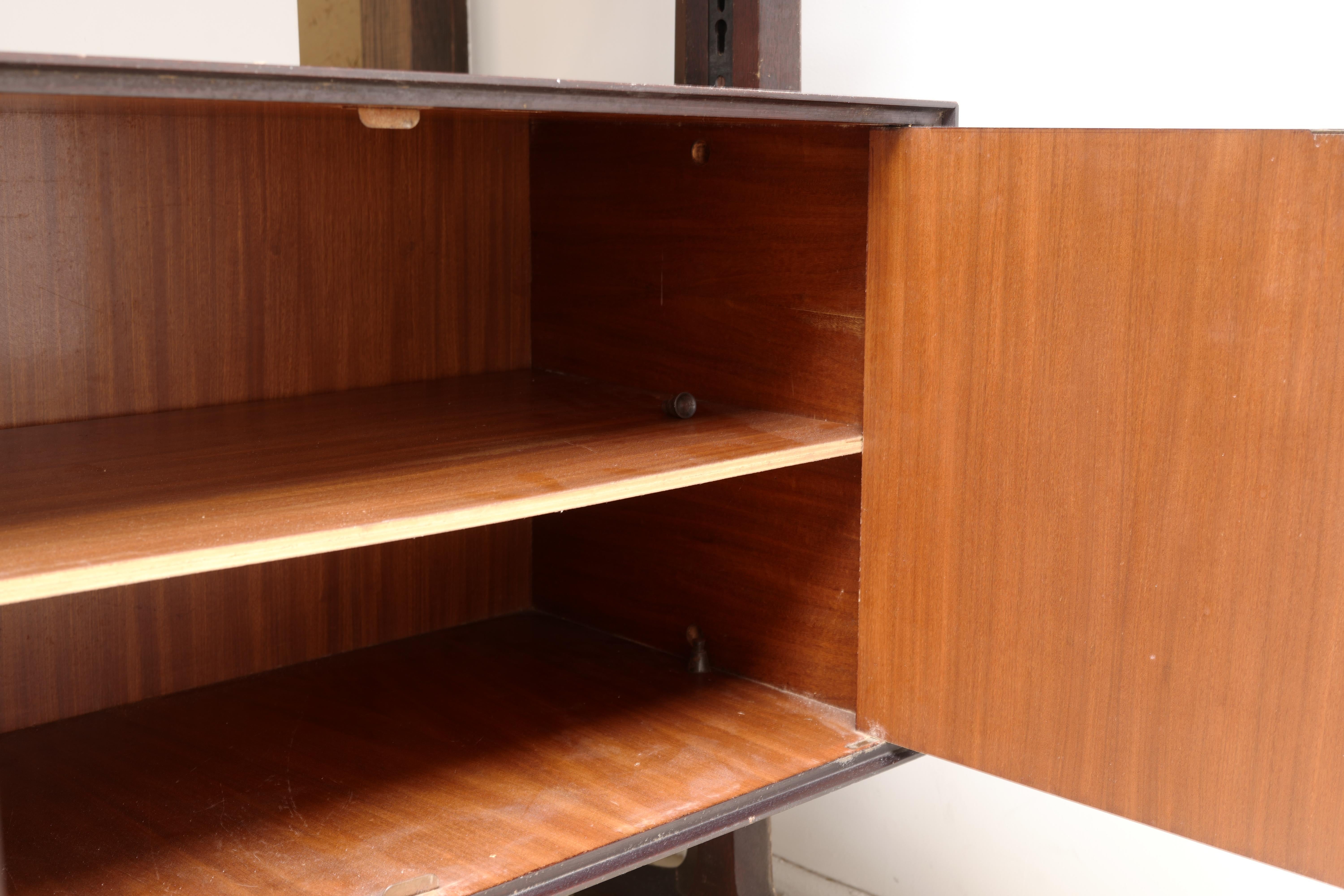 Mid-Century Modern Bibliothèque italienne en bois du milieu du siècle 3 modules par Vittorio Dassi, années 1950 en vente
