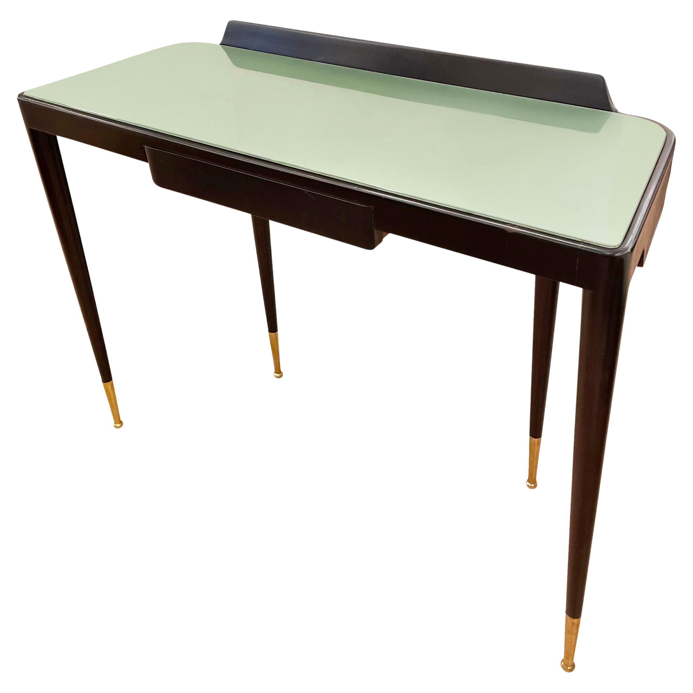 Gio Ponti Wood Console with Glass Top