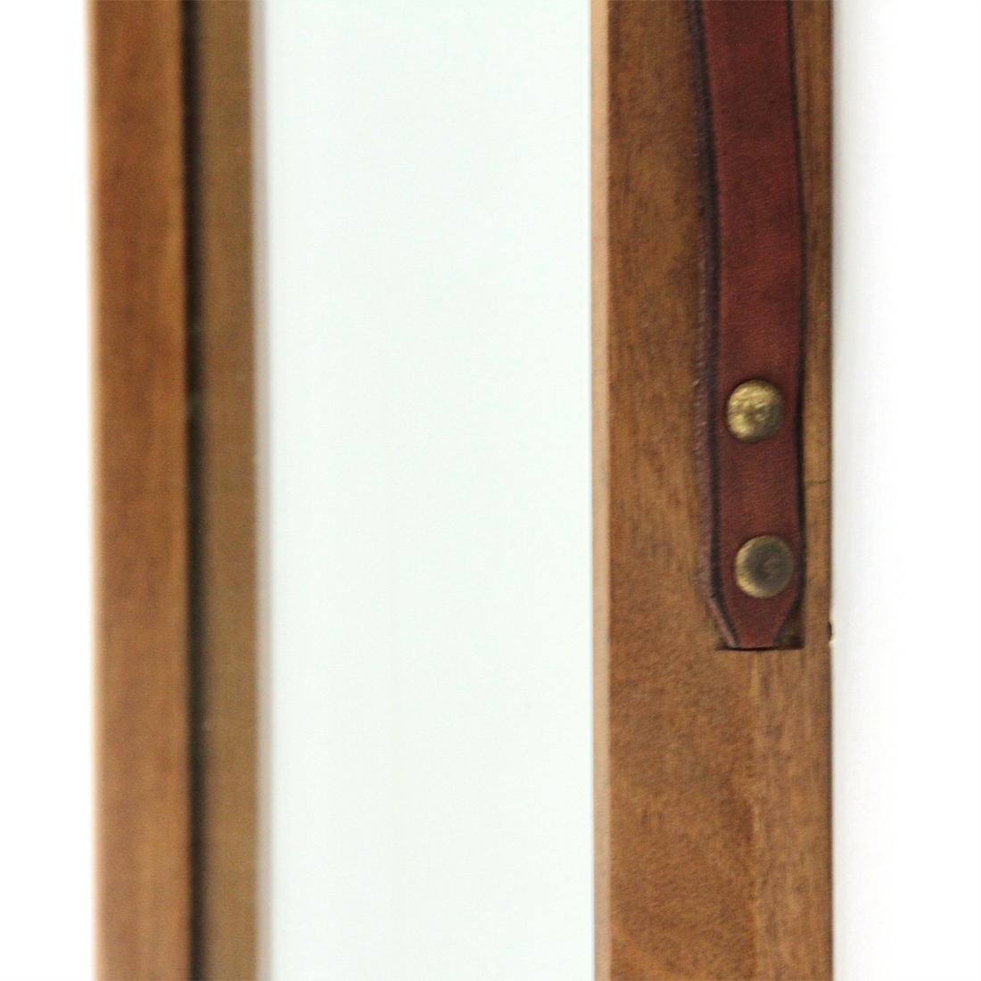 Italian Midcentury Wood Frame Mirror, 1960s (Glas)