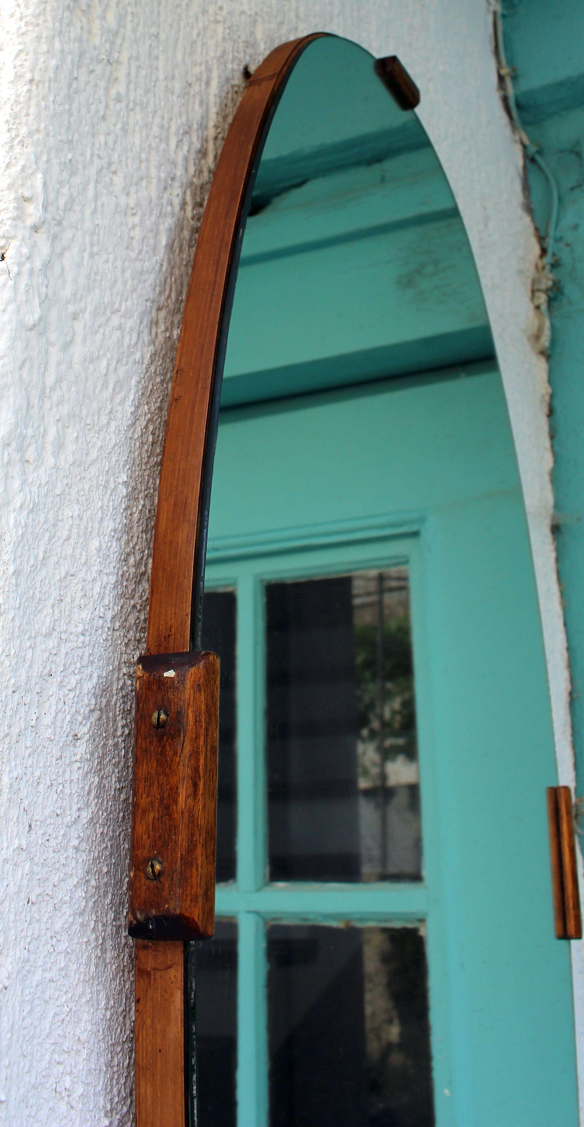 Italian Mid Century Wood Frame Mirror In Good Condition In Los Angeles, CA