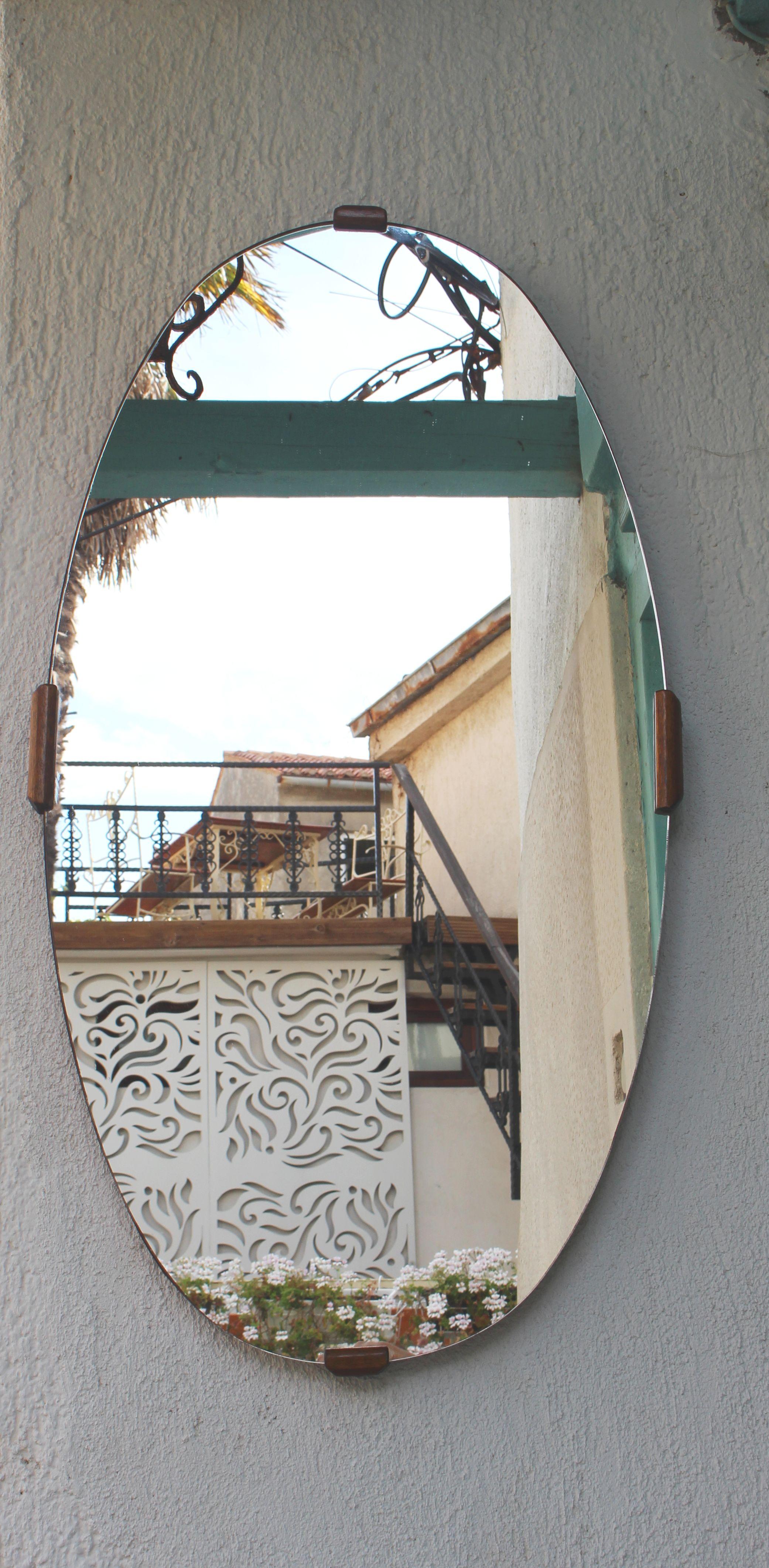 Mid-20th Century Italian Mid Century Wood Frame Mirror