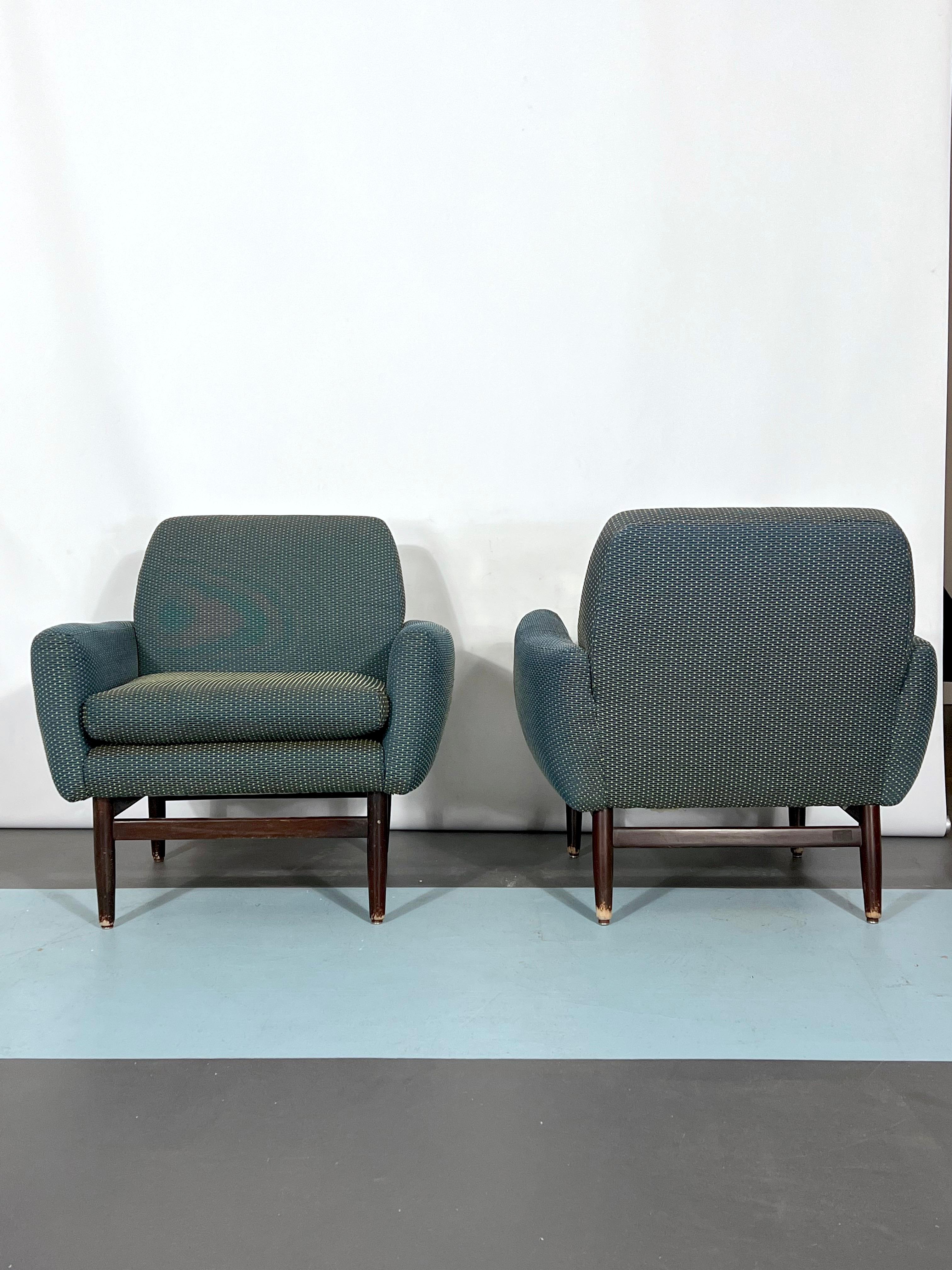 Italian Mid-century wood modern armchairs from 60s For Sale 5
