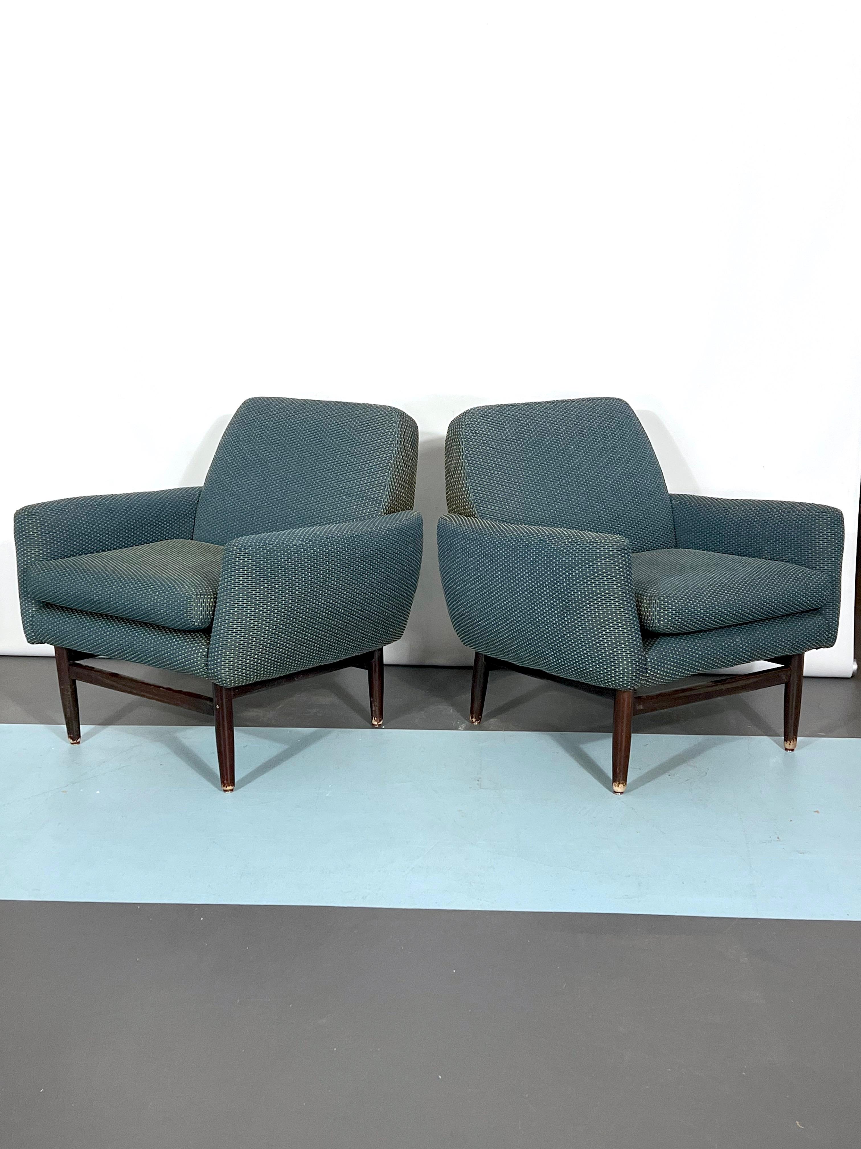 Italian Mid-century wood modern armchairs from 60s For Sale 9