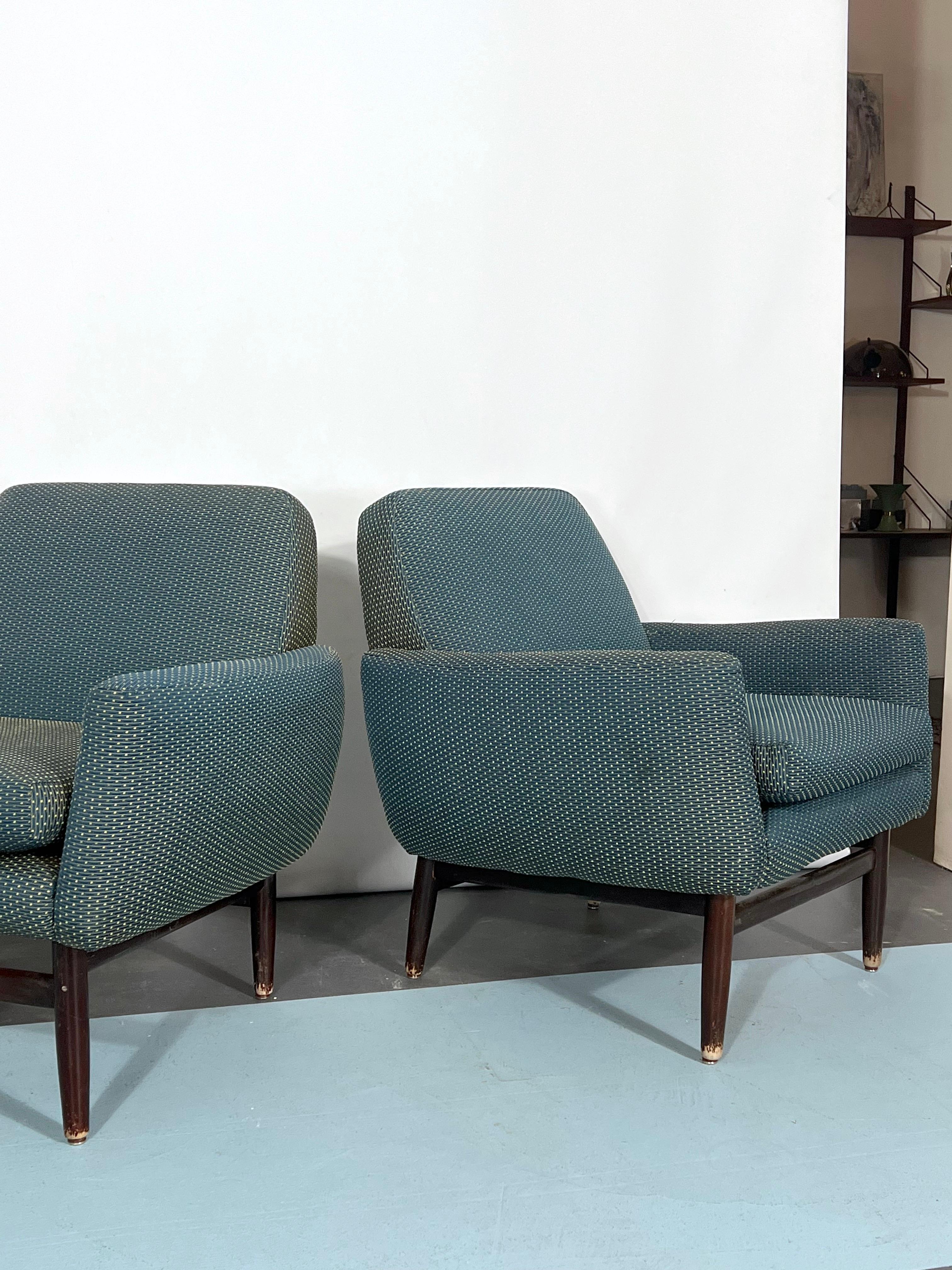 Italian Mid-century wood modern armchairs from 60s For Sale 11