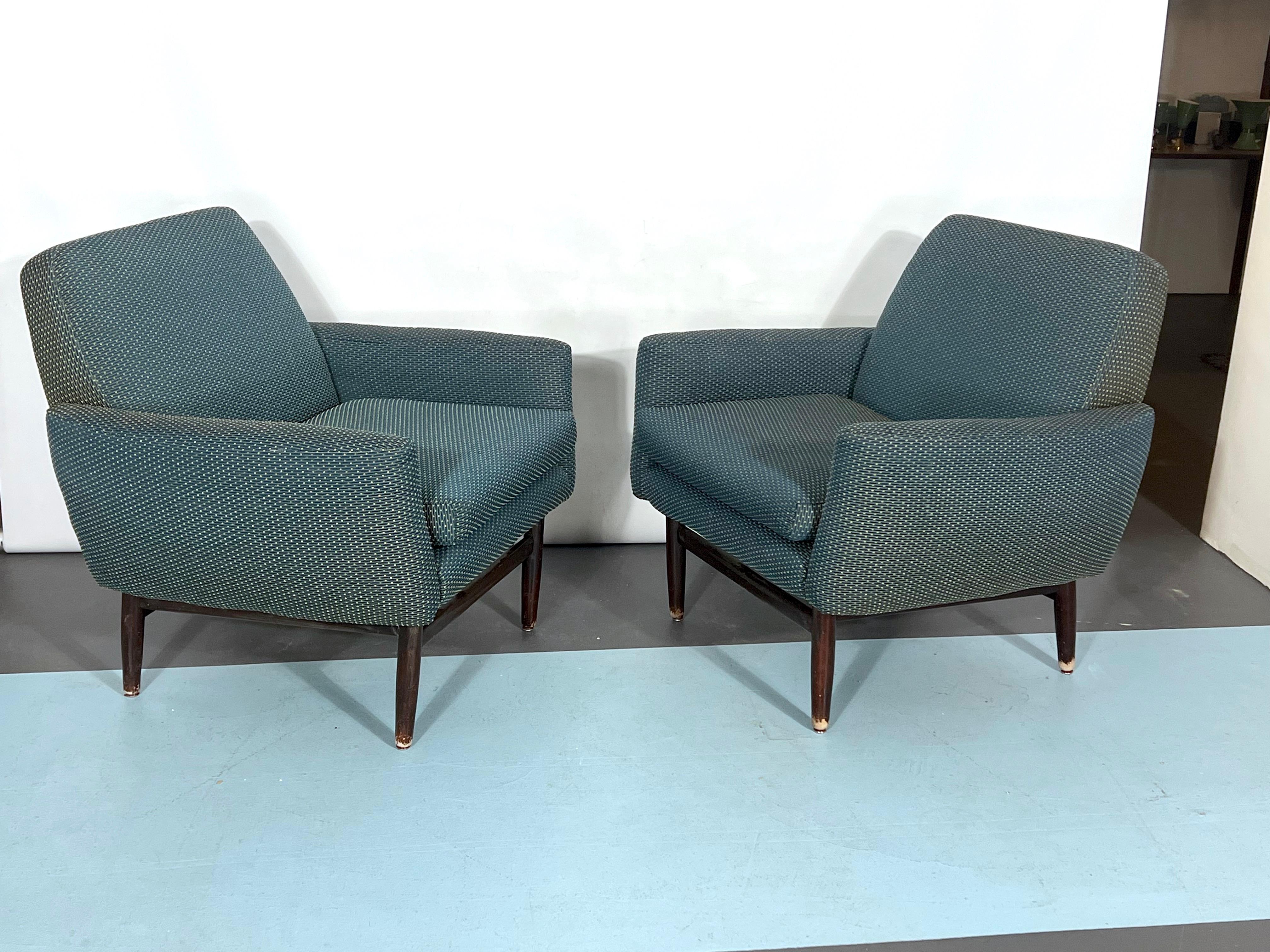 Italian Mid-century wood modern armchairs from 60s For Sale 1