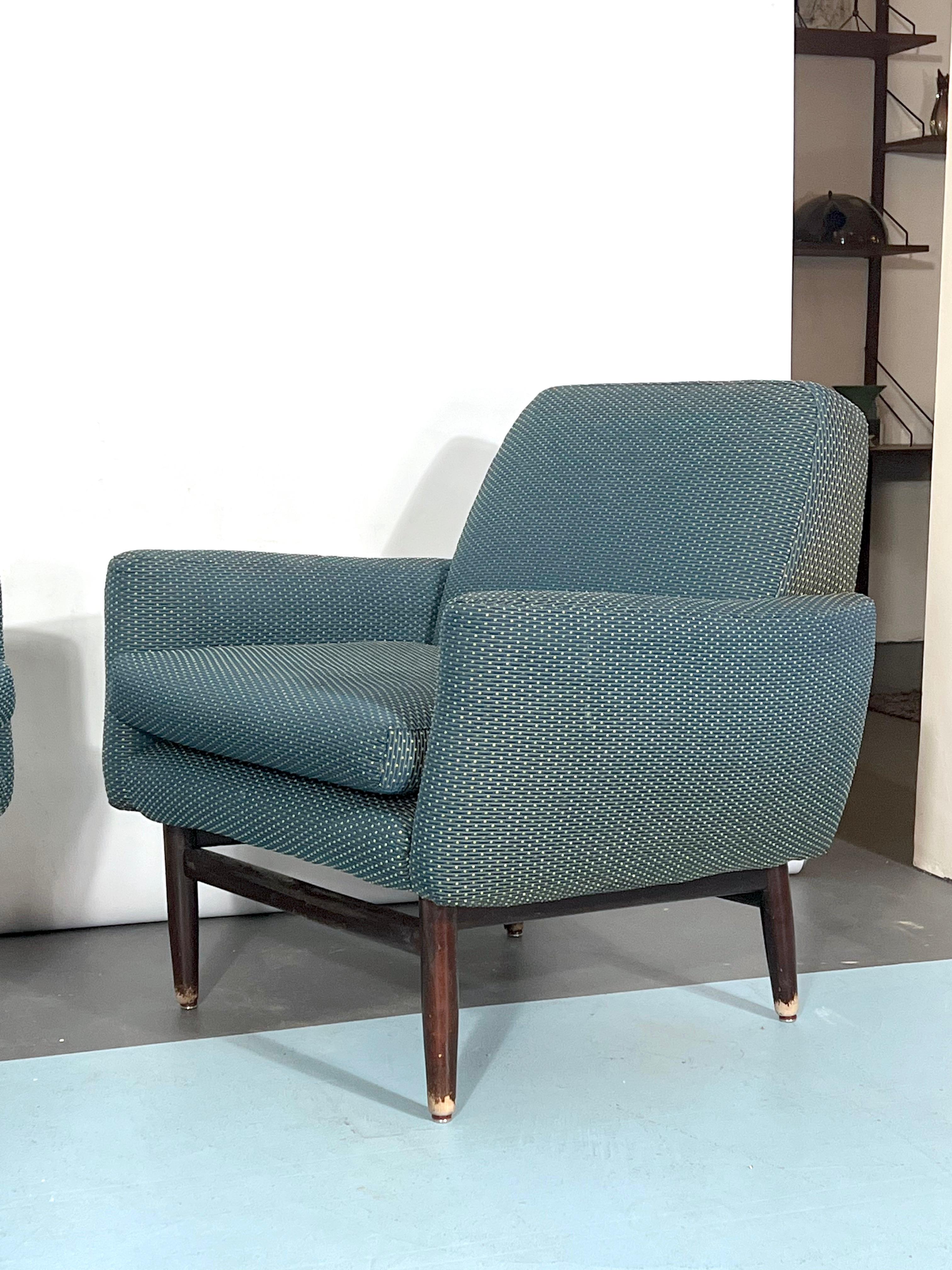 Italian Mid-century wood modern armchairs from 60s For Sale 3