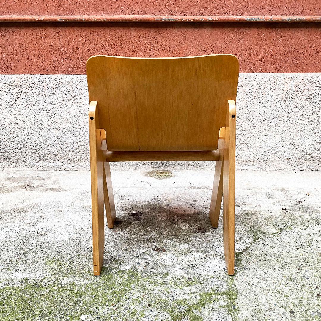 Italian Mid Century Wood Set of Peota Chairs by Gigi Sabadin for Stilwood, 1970s 5
