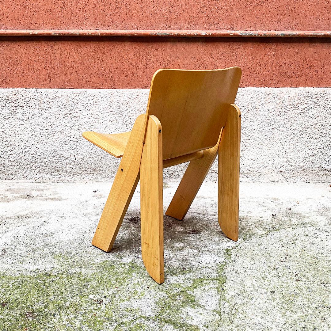 Italian Mid Century Wood Set of Peota Chairs by Gigi Sabadin for Stilwood, 1970s 3